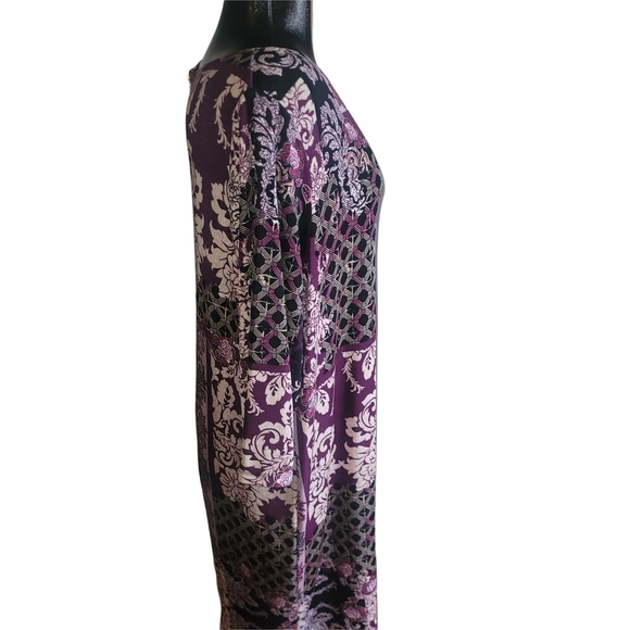 Chico's Royal Damask Purple and Black Shift Dress 16 - Picture 4 of 7